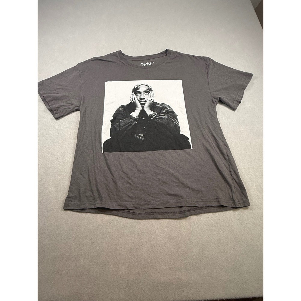 2Pac Tupac Shakur Graphic T-Shirt Mens XXL Gray Cotton Hip Hop Rap Tee 2023